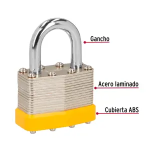 Candado laminado, 45mm, gancho corto, blister, Hermex Basic