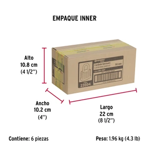 Candado laminado, 50mm, gancho corto, blister, Hermex Basic