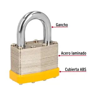 Candado laminado, 50mm, gancho corto, blister, Hermex Basic