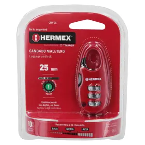 43350 / CMA-3C Candado maletero de combinación 25 mm, blíster, Hermex