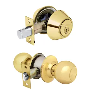 Hermex Combo cerraduras, llave-llave, latón brillante, Hemex Basic