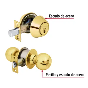 Hermex Combo cerraduras, llave-llave, latón brillante, Hemex Basic