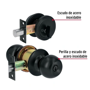 Combo cerraduras, llave-mariposa, Negro, Hermex Basic