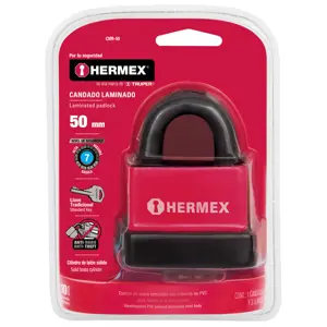 Hermex Candado laminado, recubierto de plástico, 50mm, blister