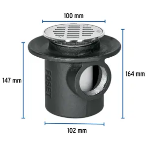Foset Coladera de hierro de una boca para piso, rejilla inox