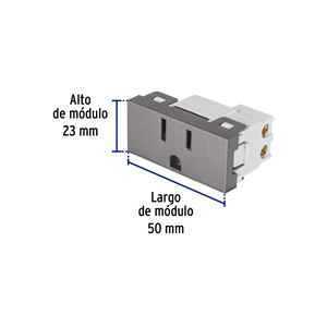 Volteck Contacto aterrizado acero inox de 1 módulo, línea Lisboa