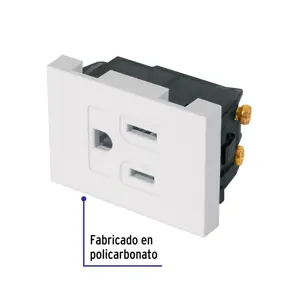 Volteck Contacto aterrizado, 1.5 módulos, línea Española, blanco