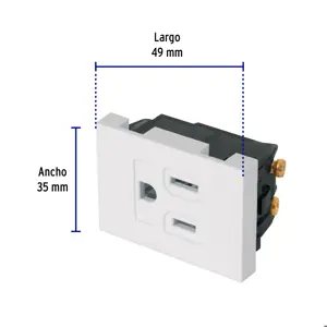 Volteck Contacto aterrizado, 1.5 módulos, línea Española, blanco