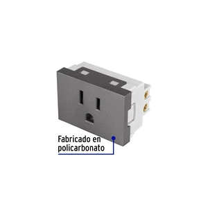 Volteck Contacto aterrizado acero inox de 1.5 módulos, línea Lisboa