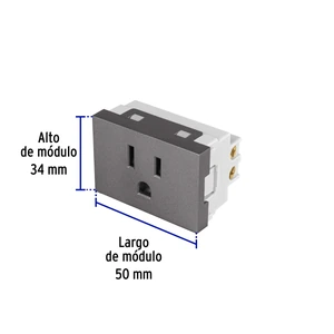 Volteck Contacto aterrizado acero inox de 1.5 módulos, línea Lisboa