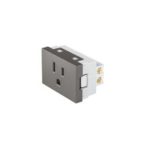 Volteck Contacto aterrizado acero inox de 1.5 módulos, línea Lisboa