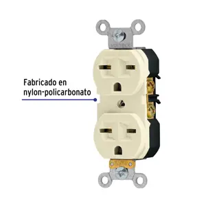 Contacto dúplex, cara de chino, Standard, marfil, Volteck