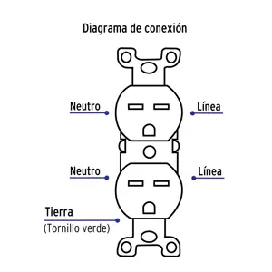Contacto dúplex, cara de chino, Standard, marfil, Volteck