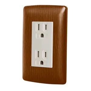49809 / CODO-IM Volteck Contacto dúplex aterrizado, color madera, línea Italiana 
