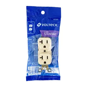 Volteck Contacto dúplex, 2 polos 3 hilos, 20 A, Standard, marfil