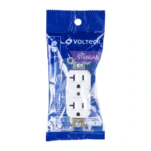Volteck Contacto dúplex, 2 polos 3 hilos, 20 A, Standard, blanco