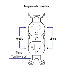 Volteck Contacto dúplex, 2 polos 3 hilos, 20 A, Standard, blanco