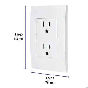 Volteck Contacto dúplex, 2 polos + tierra, línea Oslo, blanco
