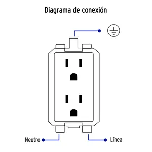 Volteck Contacto dúplex, 2 polos + tierra, línea Oslo, blanco