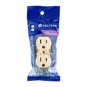 46102 / CODO-S Contacto dúplex, 2 polos 3 hilos, Standard, marfil, Volteck