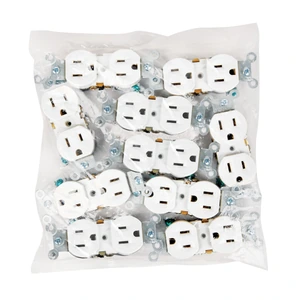 Volteck Contacto dúplex, 2 polos 3 hilos, Standard, granel, blanco