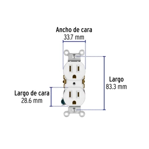 Volteck Contacto dúplex, 2 polos 3 hilos, Standard, granel, blanco