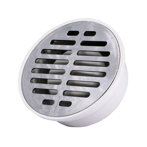 Coladera universal blanca con rejilla plástica cromada