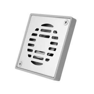 Coladera cuadrada de ABS gris con rejilla de acero inoxidable Calibre 18 y