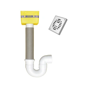 Sistema de Trampa Sencilla con coladera cuadrada ABS con rejilla de acero inoxidable