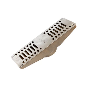 Coladera rectangular de latón con rejilla de acero inoxidable