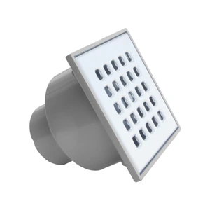 Coladera de PVC 10x10cm con Rejilla Acero Inoxidable Salida Vertical