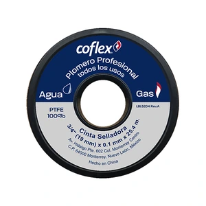 COFLEX-710631941336 / WTP34-25 Cinta selladora para el Plomero Profesional 3/4" x 25m