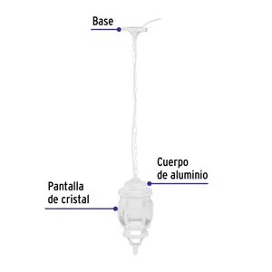 Volteck Arbotante tipo farol tradicional colgante p/exterior, blanco