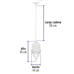 Volteck Arbotante tipo farol tradicional colgante p/exterior, blanco