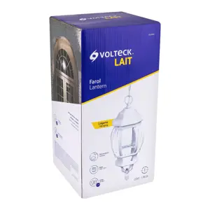 Volteck Arbotante tipo farol tradicional colgante p/exterior, blanco