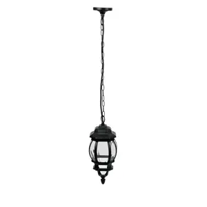 Volteck Arbotante tipo farol tradicional colgante p/exterior, negro