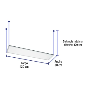 Volteck Panel delgado colgante de LED 45 W 30 x 120 cm luz neutra