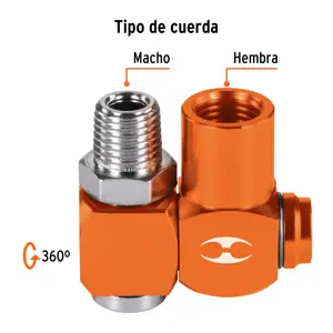 Destorcedor macho-hembra de aluminio, cuerda 1/4