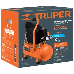 Compresor de aire, lubricado, horizontal 10L 2HP 127V Truper