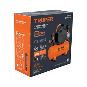 Truper Compresor horizontal 10L, 2 HP (potencia máxima), 127 V