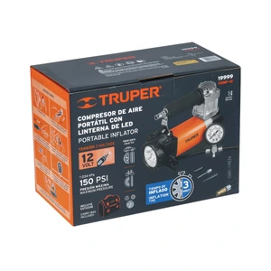 Truper Compresor de aire 12 V portátil, para auto, incluye maletín