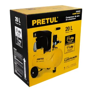 23065 / COMP-20LP Compresor de aire, lubricado,horizontal 20L 2½HP 127V Pretul