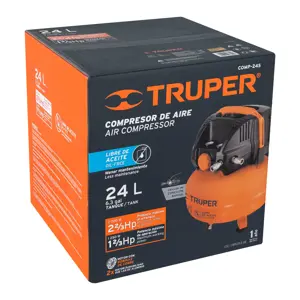 13830 / COMP-24S Compresor libre de aceite compacto 24L, 2-2/3HP 127V Truper