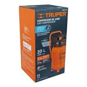 13836 / COMP-30S Compresor libre de aceite compacto 30L, 3HP 127V Truper