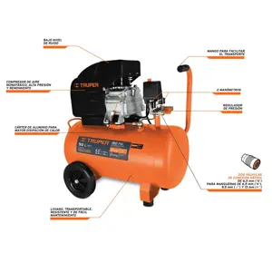 Compresor de aire, lubricado,horizontal 50L 3½HP 127V Truper