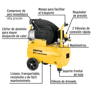 Kit Compresor de aire 20L 2½HP,manguera, pistola LVMP,Pretul