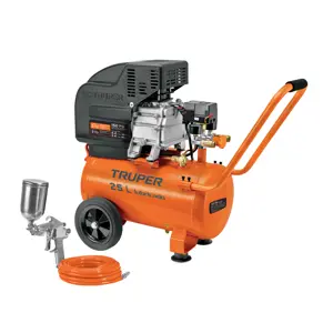 100300 / COMP-KIT25 Kit Compresor de aire 25L 3HP, manguera y pistola, Truper