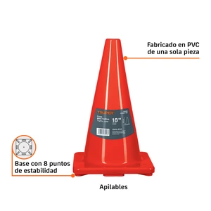 Cono de precaución de 45 cm de PVC, Truper