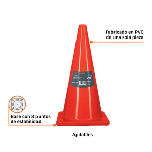 Cono de precaución de 70 cm de PVC, Truper