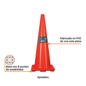 Cono de precaución de 90 cm de PVC, Truper